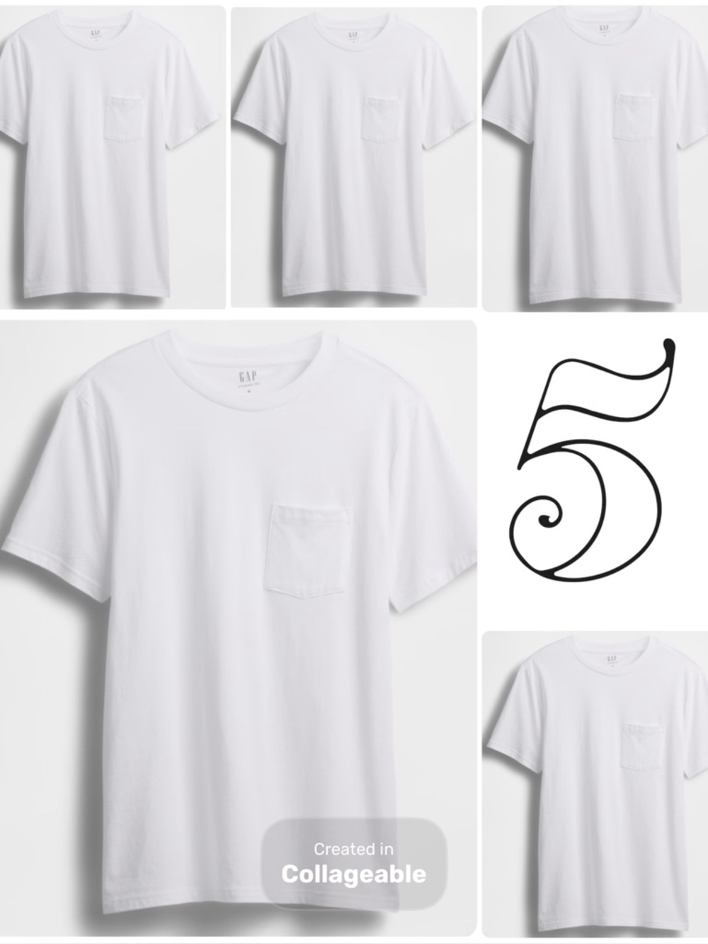 Lot of 5 White Pocket Tees - GAP Old Navy